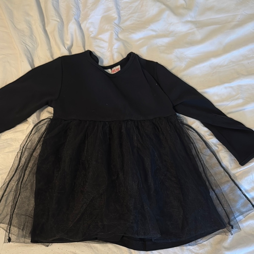 Black Long Sleeve Dress with Tulle Skirt